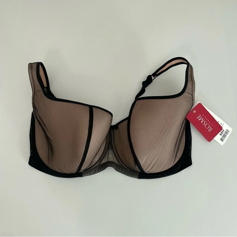 Rosme Bra Women Black Nude Size 42H‎ New NWT